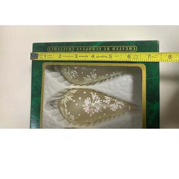 4 VTG Commodore Christmas Classics Ornaments Glass Teardrop Frosted European - Picture 6 of 9